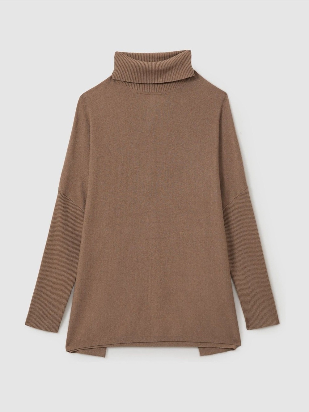 NWT REISS Sophia Drop-Shoulder Roll Neck Jumper in Taupe $138